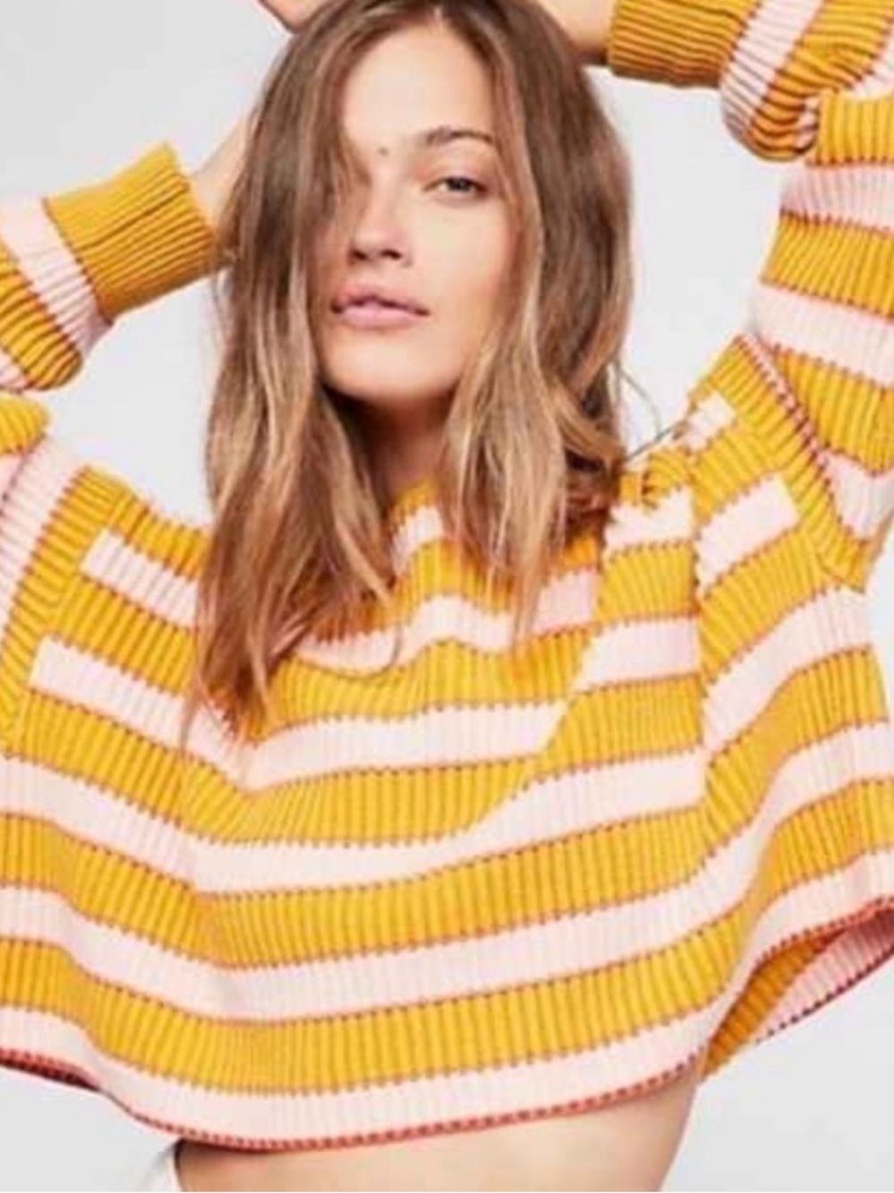 Free People 100% Cotton ‘Just My Stripe’ cropped oversized sweater.